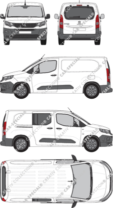 Peugeot Partner, Kastenwagen, L2, Heck verglast, rechts teilverglast, Rear Flap, 1 Sliding Door (2018)