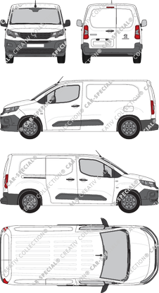 Peugeot Partner, Kastenwagen, L2, Rear Wing Doors, 1 Sliding Door (2018)