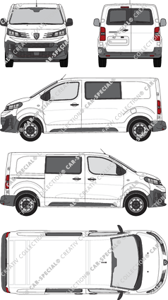 Peugeot Expert, Kastenwagen, L2 Standard, Heck verglast, Doppelkabine, Rear Wing Doors, 1 Sliding Door (2024)