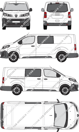 Peugeot Expert, furgón, L3 lang, ventana de parte trasera, cabina doble, Rear Flap, 1 Sliding Door (2024)