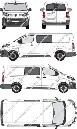 Peugeot Expert, Kastenwagen, L3 lang, Heck verglast, Doppelkabine, Rear Wing Doors, 1 Sliding Door (2024)