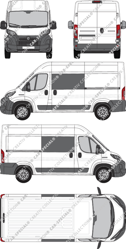 Peugeot Boxer, van/transporter, L2H2, double cab, Rear Wing Doors, 2 Sliding Doors (2024)
