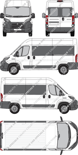 Peugeot Boxer, minibus, L2H2, Rear Wing Doors, 2 Sliding Doors (2024)