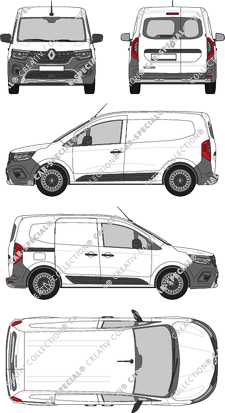 Renault Kangoo Van, furgón, L1, ventana de parte trasera, Rear Wing Doors, 1 Sliding Door (2021)