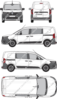 Renault Kangoo Van E-Tech, van/transporter, L2, double cab, Rear Wing Doors, 2 Sliding Doors (2022)