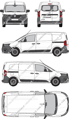 Renault Kangoo Van E-Tech, van/transporter, L2, rear window, Rear Wing Doors, 2 Sliding Doors (2022)
