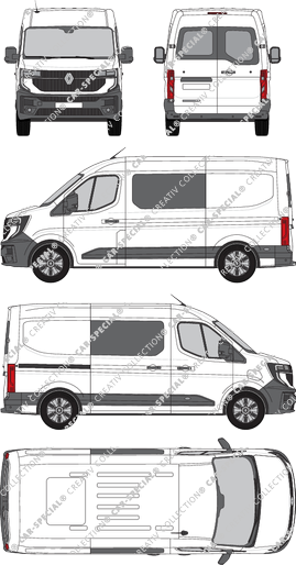 Renault Master E-Tech, van/transporter, rear window, double cab, Rear Wing Doors, 1 Sliding Door (2024)