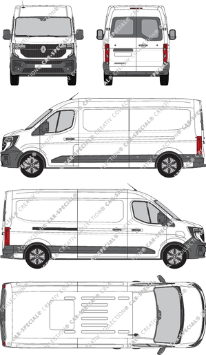Renault Master E-Tech, van/transporter, rear window, Rear Wing Doors, 1 Sliding Door (2024)