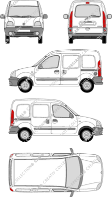 Renault Kangoo, van/transporter, rear window, Rear Flap, 2 Sliding Doors (1997)