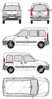 Renault Kangoo, van/transporter, glazed, Rear Flap, 1 Sliding Door (2003)