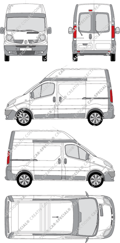 Renault Trafic, Kastenwagen, L1H2, Heck verglast, Rear Wing Doors, 2 Sliding Doors (2008)