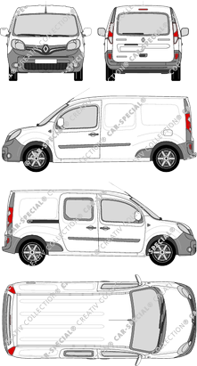 Renault Kangoo Rapid, Rapid Maxi, van/transporter, Heck verglast, rechts teilverglast, Rear Flap, 1 Sliding Door (2013)