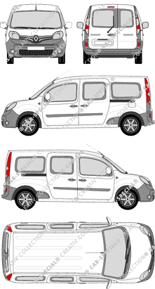 Renault Kangoo, Maxi, van/transporter, Rear Wing Doors, 2 Sliding Doors (2013)