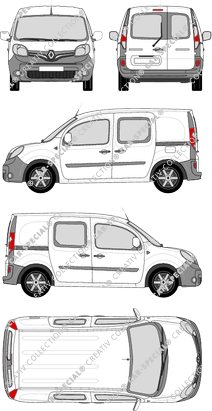 Renault Kangoo Rapid Z.E., Rapid, van/transporter, rear window, double cab, Rear Wing Doors, 2 Sliding Doors (2013)