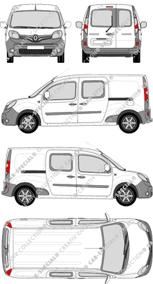 Renault Kangoo Rapid Z.E., Rapid Maxi, van/transporter, rear window, double cab, Rear Wing Doors, 2 Sliding Doors (2013)