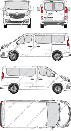 Renault Trafic, Kleinbus, L1H1, Rear Wing Doors, 2 Sliding Doors (2014)