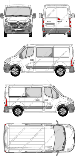 Renault Master, FWD, Kastenwagen, L1H1, Doppelkabine, Rear Wing Doors, 1 Sliding Door (2014)