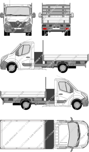 Renault Master llantas duales, llantas duales, camión basculador, L3H1, cabina individual (2014)