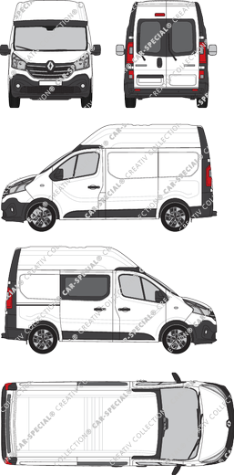 Renault Trafic, Kastenwagen, L1H2, Heck verglast, rechts teilverglast, Rear Wing Doors, 1 Sliding Door (2019)