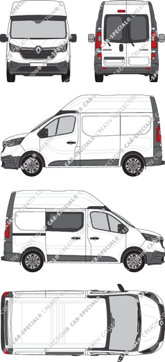 Renault Trafic, Kastenwagen, L1H2, Heck verglast, teilverglast rechts, Rear Wing Doors, 1 Sliding Door (2022)