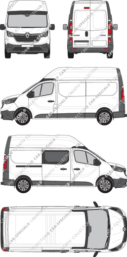 Renault Trafic, Kastenwagen, L2H2, teilverglast rechts, Rear Wing Doors, 1 Sliding Door (2022)