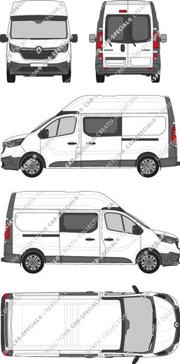 Renault Trafic, Kastenwagen, L2H2, Heck verglast, Doppelkabine, Rear Wing Doors, 2 Sliding Doors (2022)
