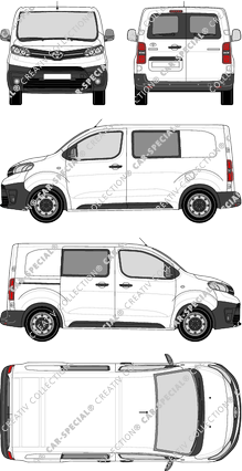 Toyota Proace, furgón, compacto, ventana de parte trasera, cabina doble, Rear Wing Doors, 1 Sliding Door (2016)