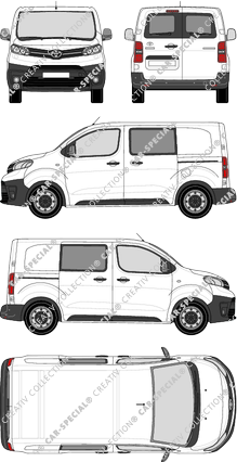 Toyota Proace, furgón, compacto, ventana de parte trasera, cabina doble, Rear Wing Doors, 2 Sliding Doors (2016)