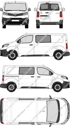 Toyota Proace, furgón, medio (L1), ventana de parte trasera, cabina doble, Rear Wing Doors, 1 Sliding Door (2016)