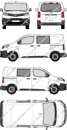 Toyota Proace, Kastenwagen, Compact, Heck verglast, Doppelkabine, Rear Flap, 2 Sliding Doors (2016)