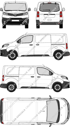 Toyota Proace, van/transporter, medium (L1), rear window, Rear Flap, 2 Sliding Doors (2016)