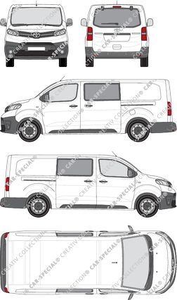 Toyota Proace, furgón, largo (L2), ventana de parte trasera, cabina doble, Rear Flap, 2 Sliding Doors (2016)