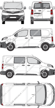 Toyota Proace Electric, Kastenwagen, Compact, Heck verglast, Doppelkabine, Rear Wing Doors, 2 Sliding Doors (2021)