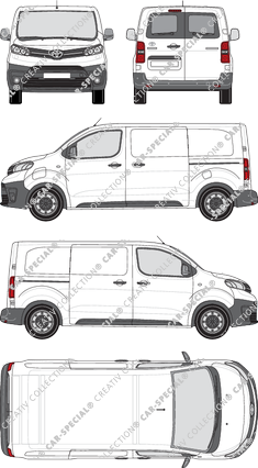 Toyota Proace Electric, Kastenwagen, Medium (L1), Heck verglast, Rear Wing Doors, 2 Sliding Doors (2021)