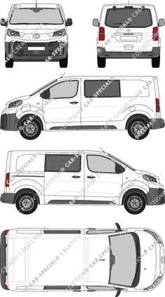 Toyota Proace Electric, furgón, medio (L1), ventana de parte trasera, cabina doble, Rear Flap, 1 Sliding Door (2024)