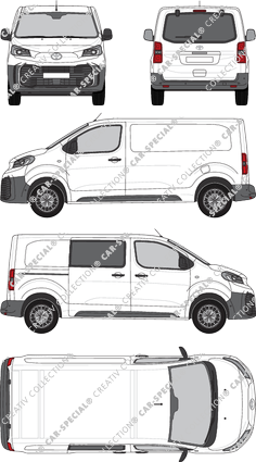 Toyota Proace, fourgon, intermédiaire (L1), teilverglast rechts, Rear Flap, 1 Sliding Door (2024)
