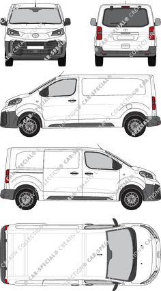Toyota Proace, furgone, Medium (L1), vitre arrière, Rear Flap, 1 Sliding Door (2024)