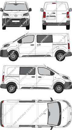 Toyota Proace, fourgon, intermédiaire (L1), double cabine, Rear Wing Doors, 2 Sliding Doors (2024)