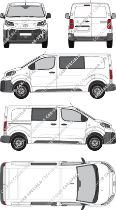 Toyota Proace, van/transporter, medium (L1), double cab, Rear Wing Doors, 1 Sliding Door (2024)