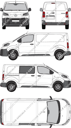 Toyota Proace, fourgon, intermédiaire (L1), teilverglast rechts, Rear Wing Doors, 1 Sliding Door (2024)
