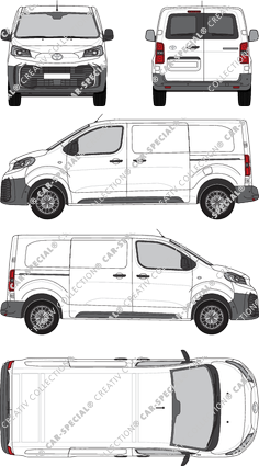 Toyota Proace, furgón, medio (L1), ventana de parte trasera, Rear Wing Doors, 2 Sliding Doors (2024)