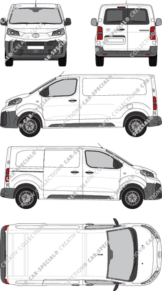 Toyota Proace, fourgon, intermédiaire (L1), Heck verglast, Rear Wing Doors, 1 Sliding Door (2024)