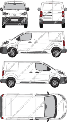 Toyota Proace, furgone, Medium (L1), Rear Wing Doors, 2 Sliding Doors (2024)