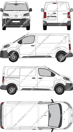 Toyota Proace, van/transporter, medium (L1), Rear Wing Doors, 1 Sliding Door (2024)