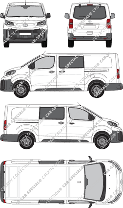 Toyota Proace, furgón, largo (L2), ventana de parte trasera, cabina doble, Rear Flap, 2 Sliding Doors (2024)