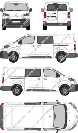 Toyota Proace, furgón, largo (L2), ventana de parte trasera, cabina doble, Rear Wing Doors, 2 Sliding Doors (2024)