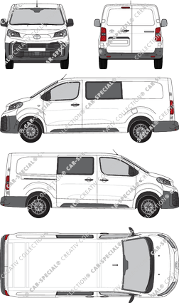 Toyota Proace, furgón, largo (L2), cabina doble, Rear Wing Doors, 1 Sliding Door (2024)