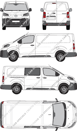 Toyota Proace, fourgon, longue (L2), teilverglast rechts, Rear Wing Doors, 1 Sliding Door (2024)