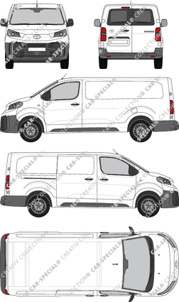 Toyota Proace, furgone, Lang (L2), vitre arrière, Rear Wing Doors, 1 Sliding Door (2024)