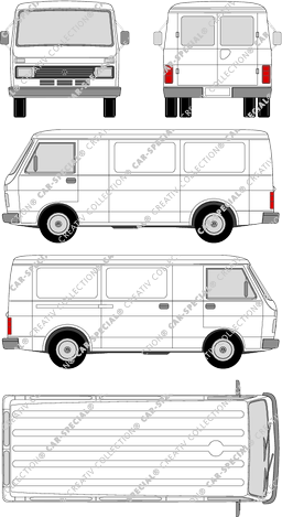 Volkswagen LT 28, furgone, empattement long, vitre arrière (1975)